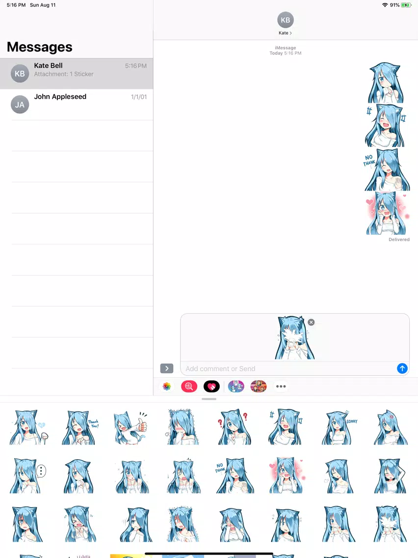 kawaii Blue Hair Emoji Sticker iPad Screenshots