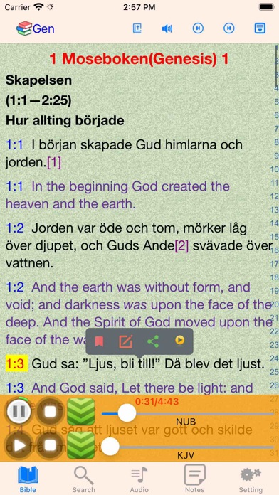 Swedish Finnish English Bible Screenshots