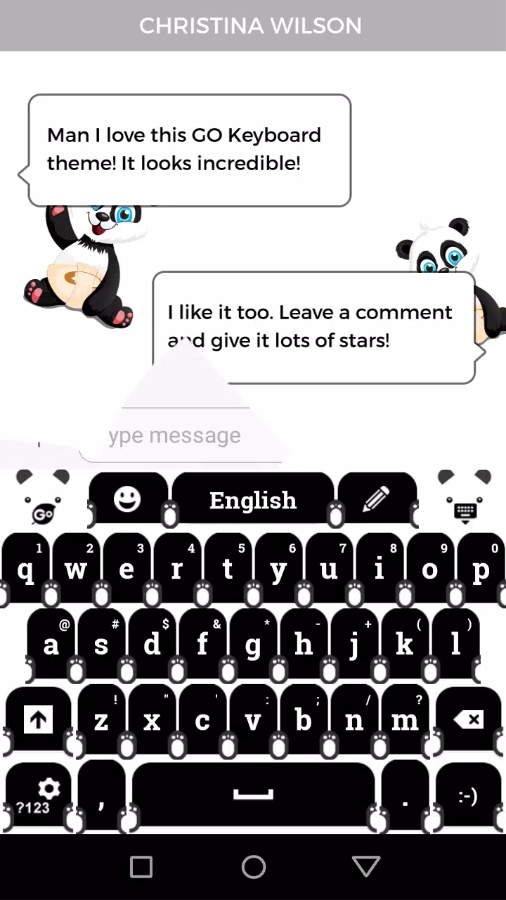 Cute Panda Keyboard Theme Screenshots