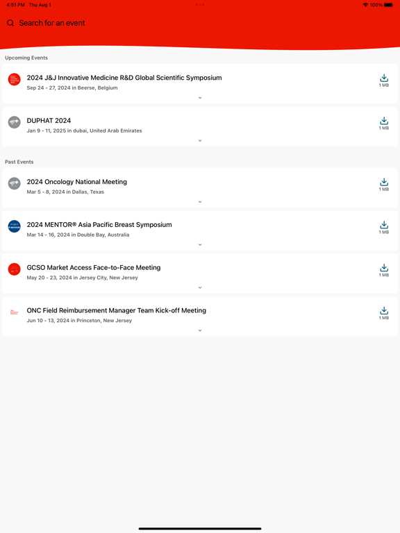 J&J Meetings & Events App iPad Screenshots