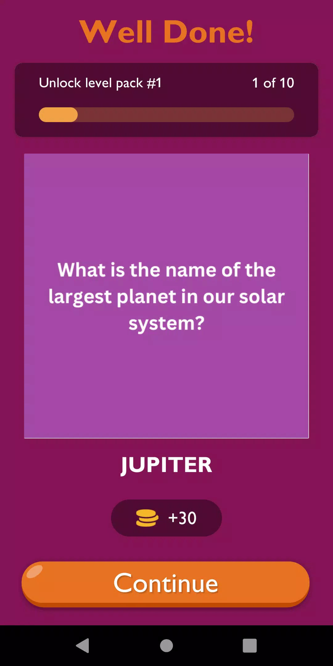 General Knowledge Game Screenshots
