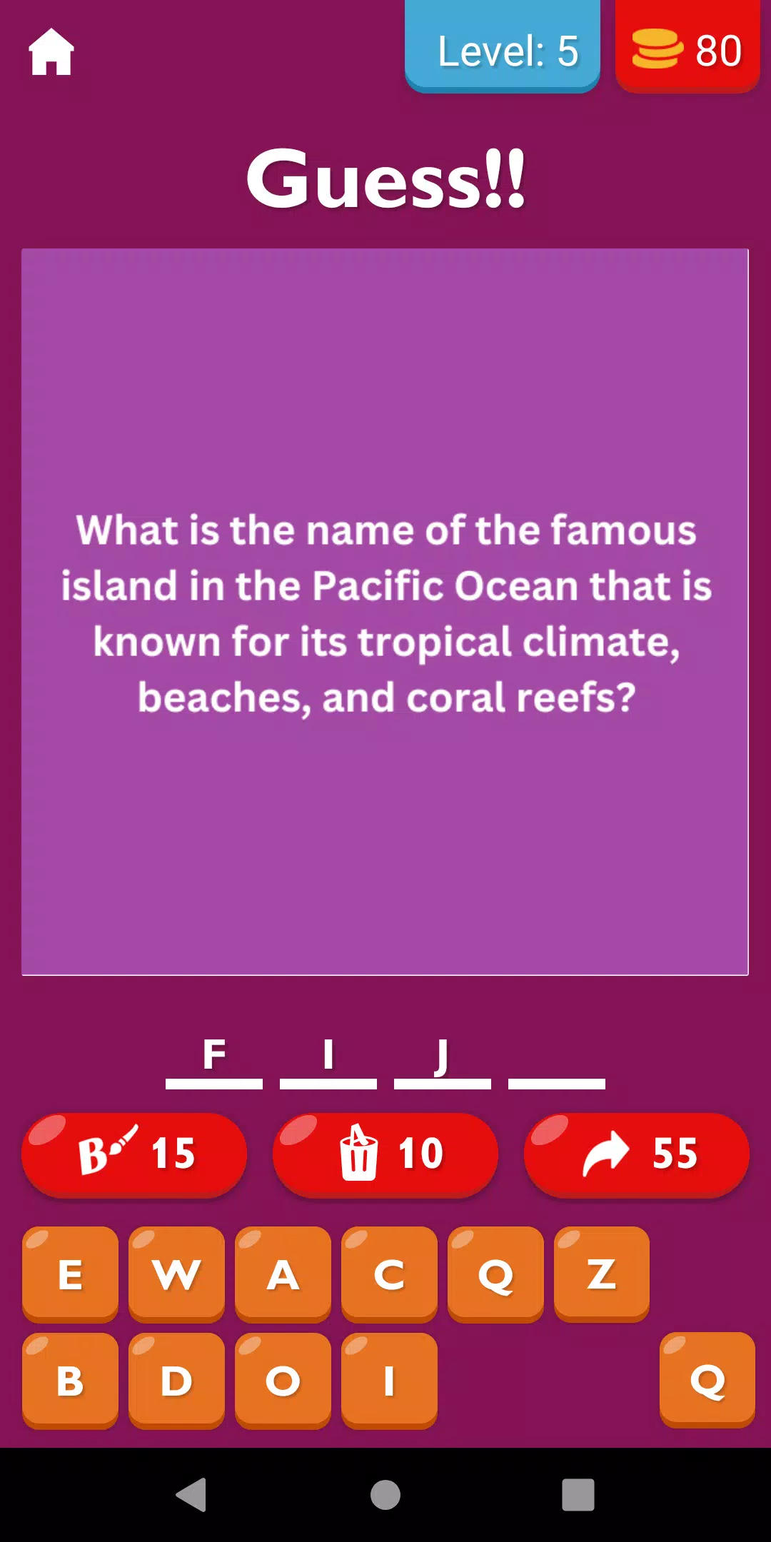 General Knowledge Game Screenshots
