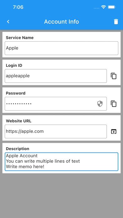 Simple Password Reminder Screenshots