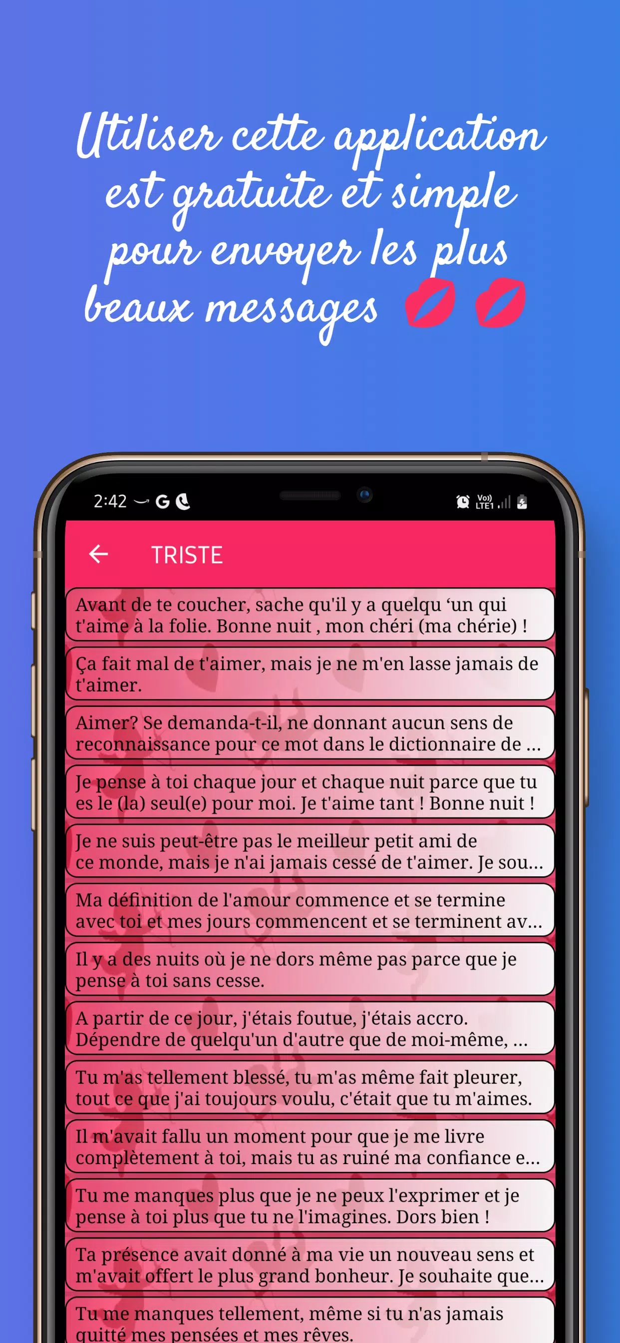 Capturas de tela do Citations de Cœur Brisé Images