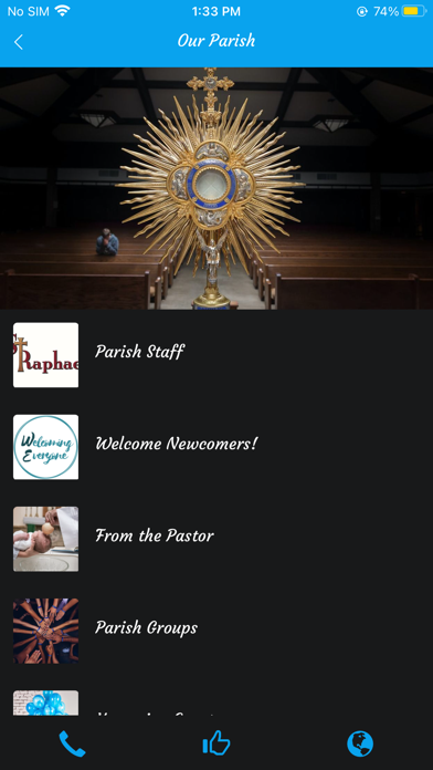 St Raphael Parish Application Screenshots