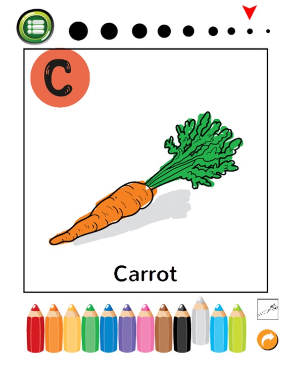 ABC Fruits And Vegetables Coloring Book: Learning English Vocabulary Free For Toddlers And Kids! iPad Screenshots