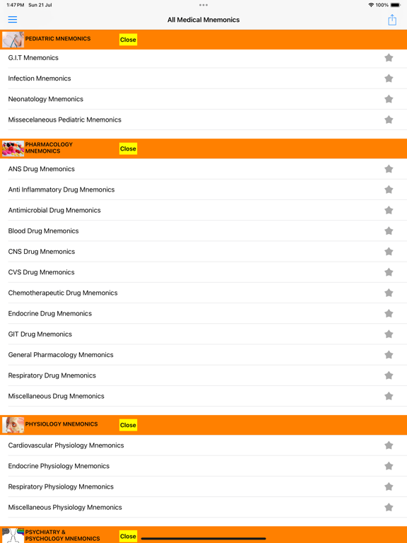 All Medical Mnemonics App iPad Screenshots