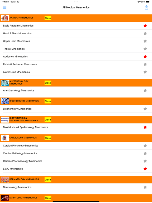 All Medical Mnemonics App iPad Screenshots