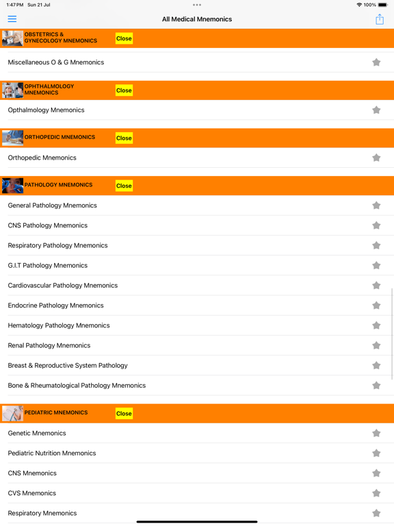 All Medical Mnemonics App iPad Screenshots