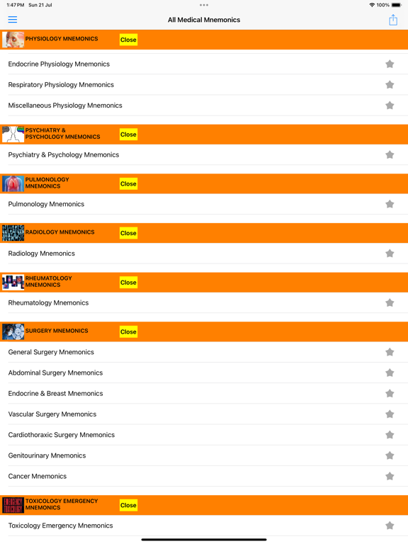 All Medical Mnemonics App iPad Screenshots