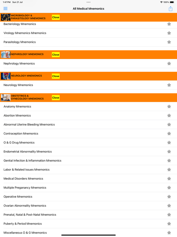 All Medical Mnemonics App iPad Screenshots