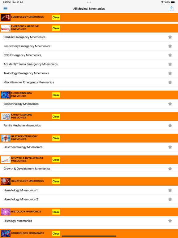 All Medical Mnemonics App iPad Screenshots