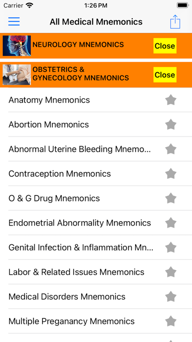 All Medical Mnemonics App Screenshots