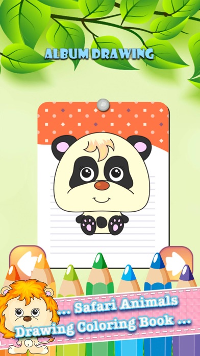 Safari Animals Drawing Coloring Book - Cute Caricature Art Ideas pages for kids应用截图