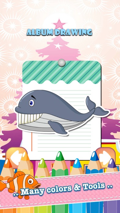 Sea Animals Drawing Coloring Book - Cute Caricature Art Ideas pages for kids स्क्रीनशॉट