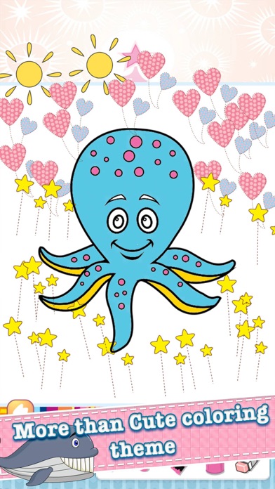 Sea Animals Drawing Coloring Book - Cute Caricature Art Ideas pages for kids स्क्रीनशॉट