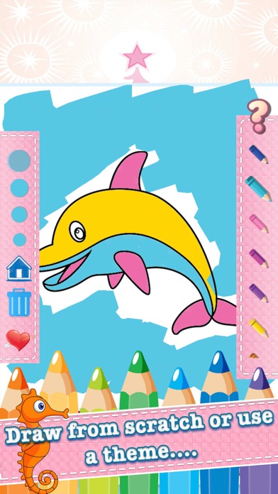 Sea Animals Drawing Coloring Book - Cute Caricature Art Ideas pages for kids स्क्रीनशॉट
