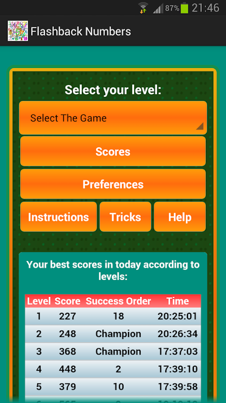 Memory Game Screenshots