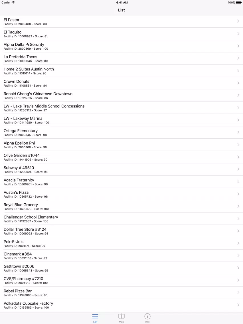 Austin Food Inspections - Texas Restaurant Scores iPad Screenshots