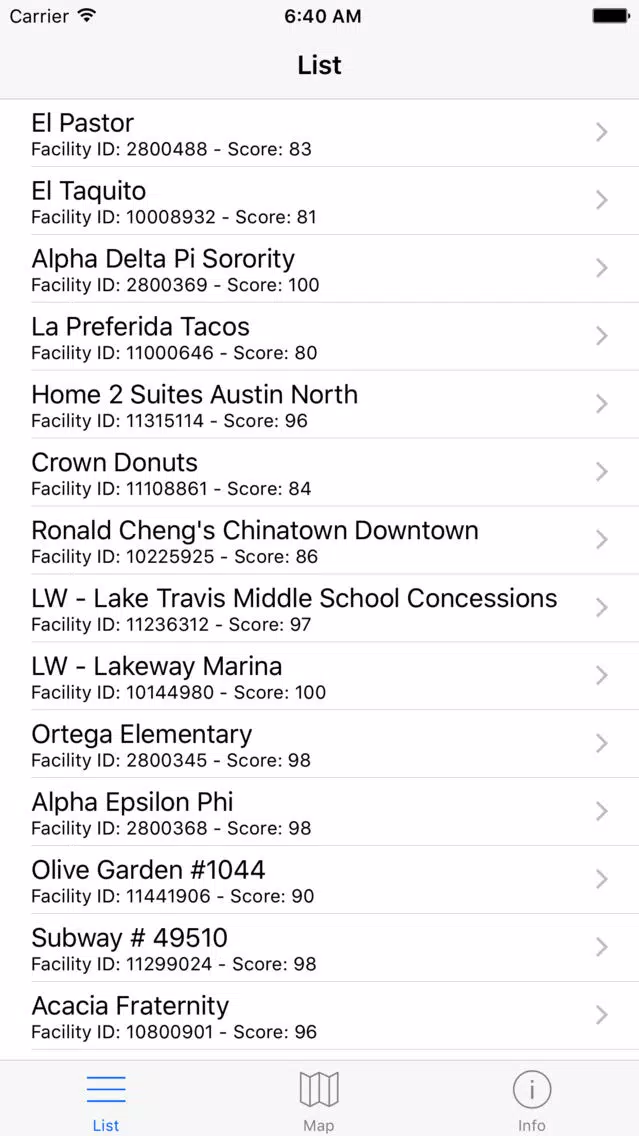 Austin Food Inspections - Texas Restaurant Scores Screenshots