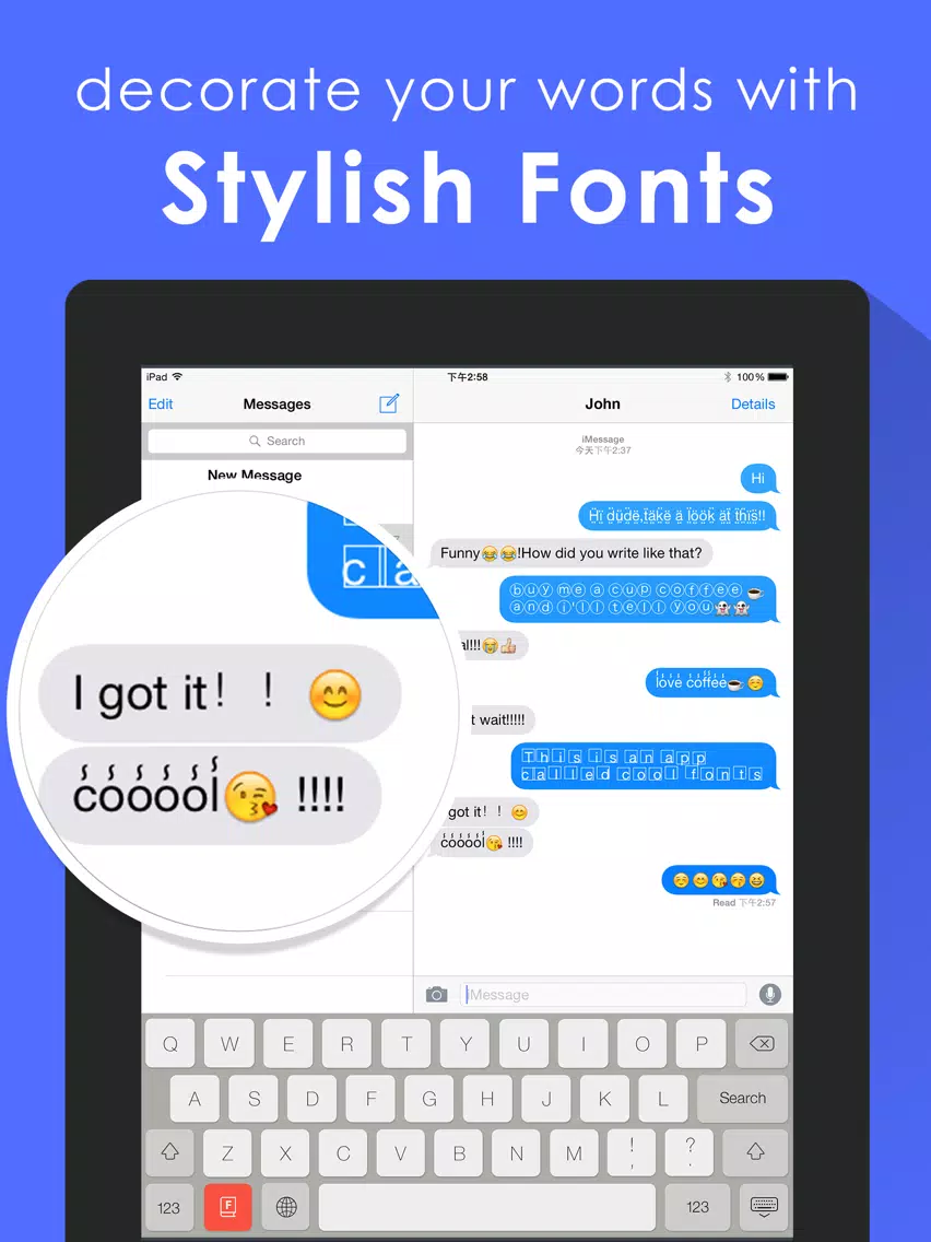 Cool Fonts Keyboard for iOS 8 - better fonts and cool text keyboard for iPhone, iPad, iPod iPad Screenshots