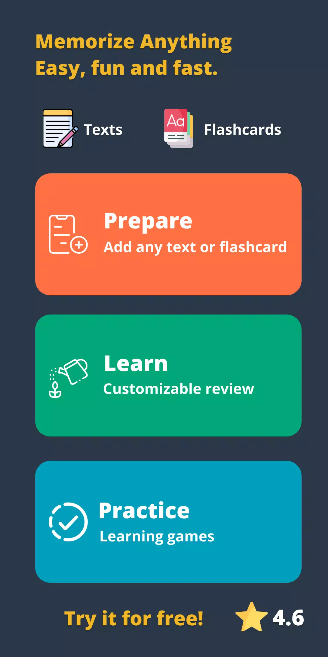 Memorize Texts & Flashcards Screenshots