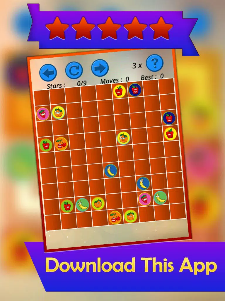 A Puzzle Game to Match & Connect - Draw Line between Same Pairs of Cartoon Fruits iPad Screenshots