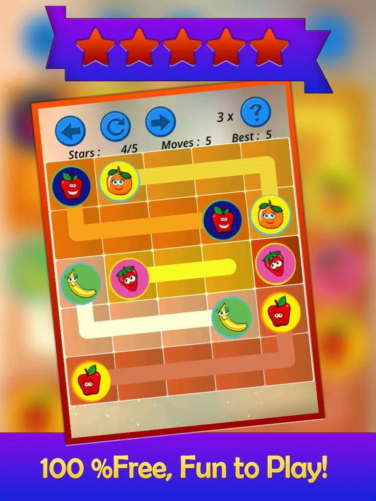 A Puzzle Game to Match & Connect - Draw Line between Same Pairs of Cartoon Fruits iPad Screenshots