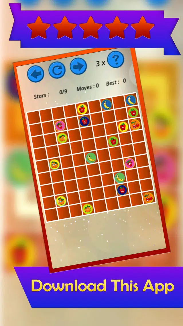 A Puzzle Game to Match & Connect - Draw Line between Same Pairs of Cartoon Fruits Screenshots