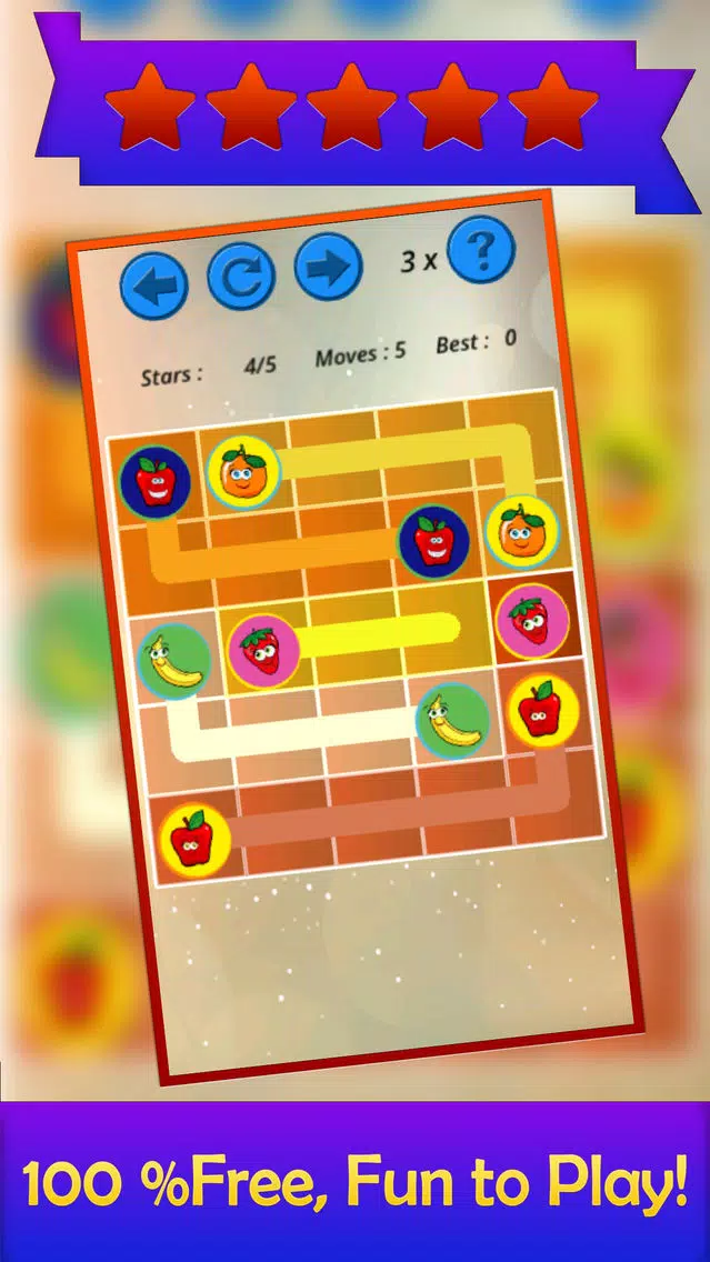 A Puzzle Game to Match & Connect - Draw Line between Same Pairs of Cartoon Fruits Screenshots