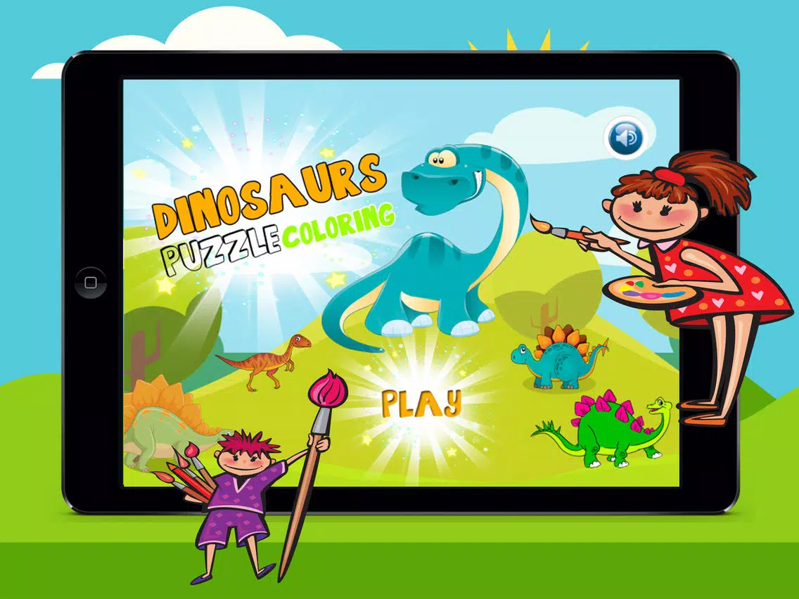 Dinosaurs Puzzle Coloring Pages Game for Kids iPad Screenshots