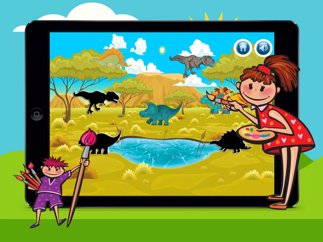 Dinosaurs Puzzle Coloring Pages Game for Kids iPad Screenshots