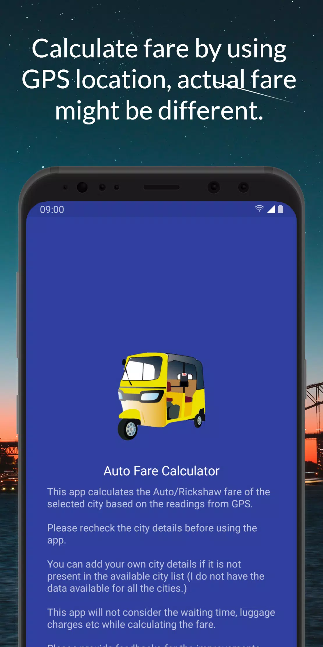 Auto Rickshaw Fare Calculator Screenshots