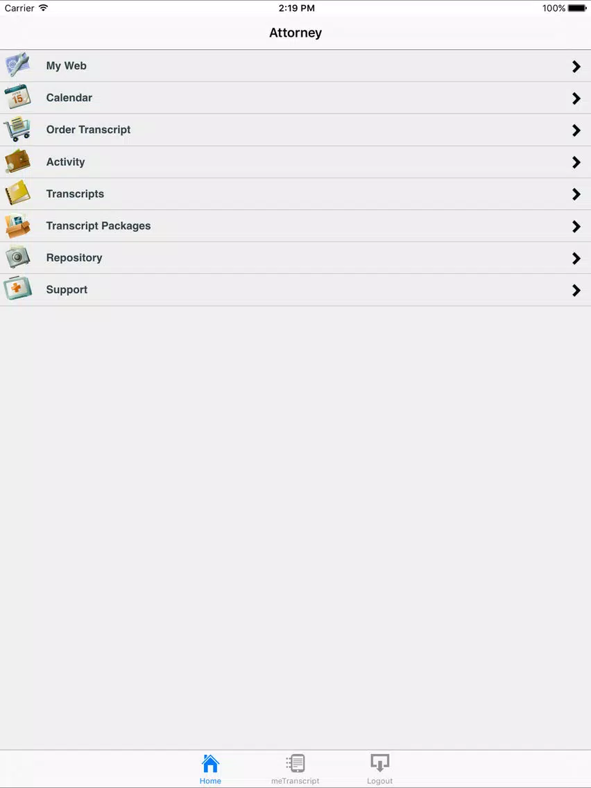 Kramm Court Reporting's 24/7 Calendar & Repository iPad Screenshots