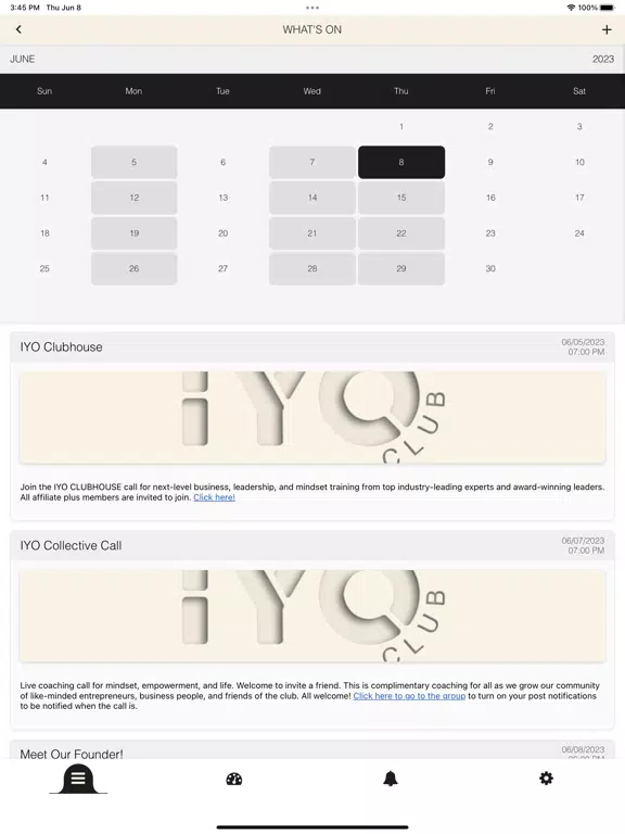 IYO Club iPad Screenshots