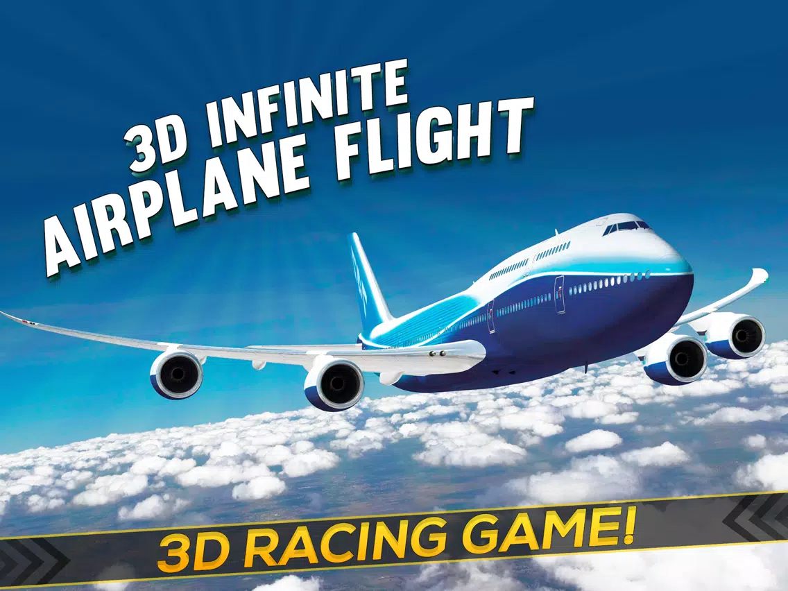 3D Infinite Airplane Flight - Free Plane Racing Simulation Game iPad 应用截图
