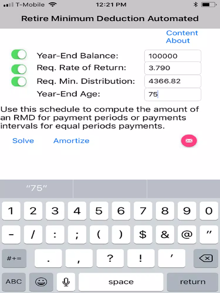 Required Minimum Distribution iPad Screenshots
