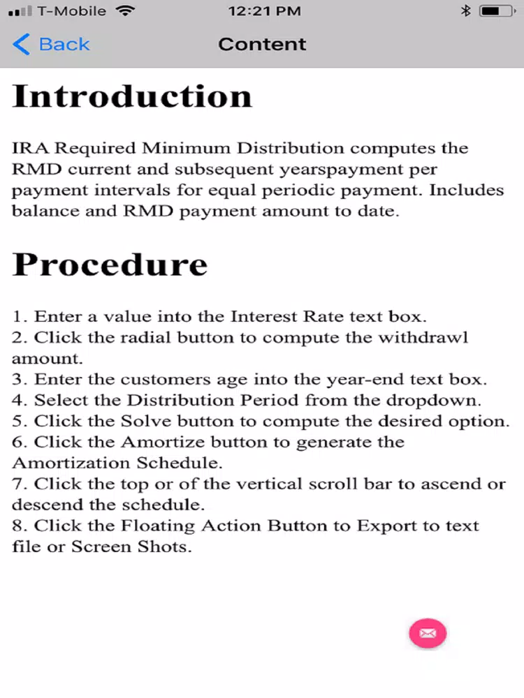 Required Minimum Distribution iPad Screenshots