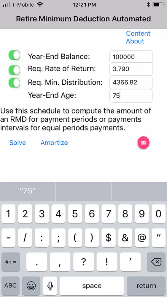 Required Minimum Distribution Screenshots