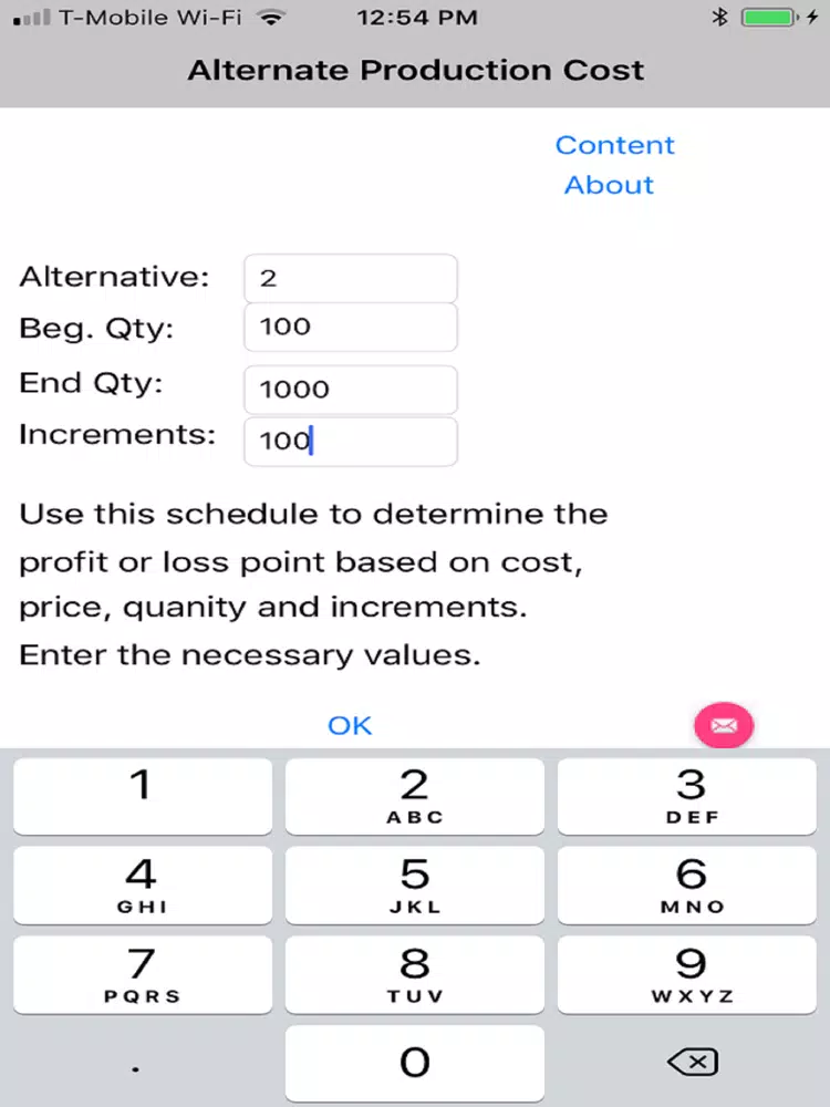 Alternate Prod Cost Automated iPad Screenshots