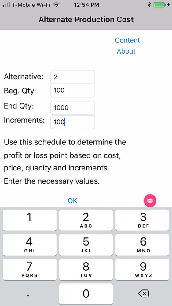 Alternate Prod Cost Automated Screenshots