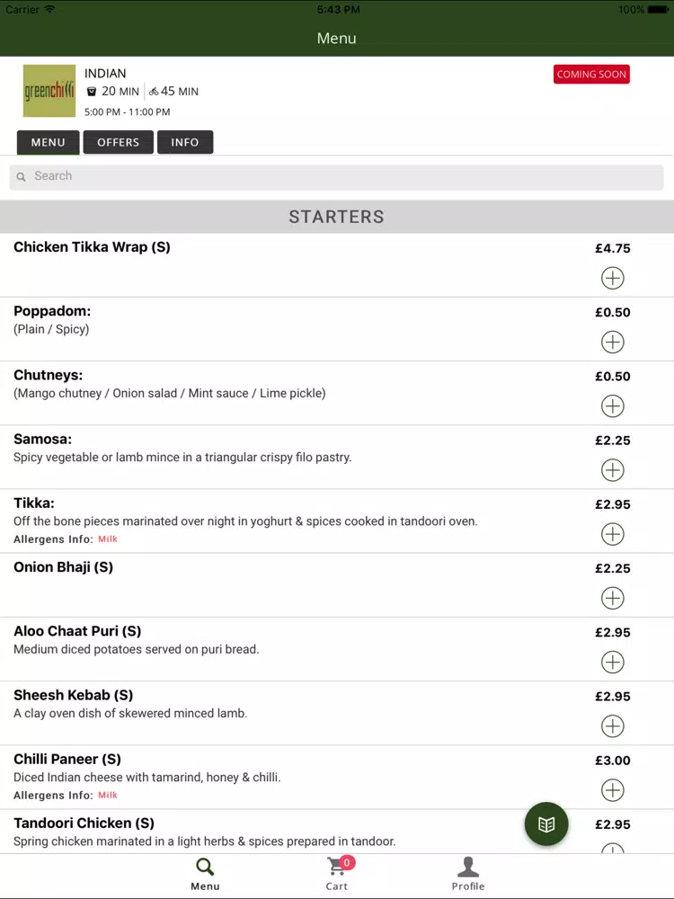 Green Chilli Takeaway iPad Screenshots
