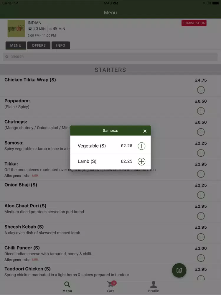 Green Chilli Takeaway iPad Screenshots