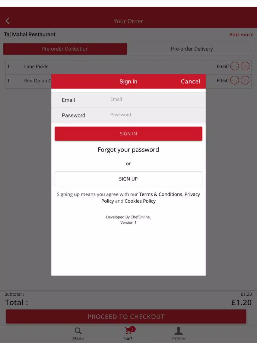 Taj Mahal Indian Restaurant iPad Screenshots