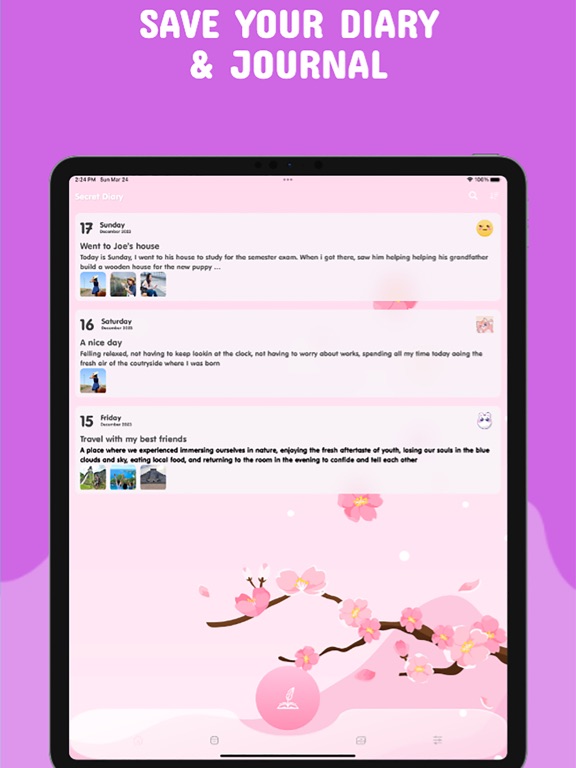 Secret Diary - Diary with Lock iPad Screenshots