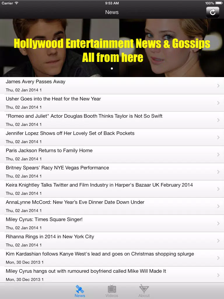 Entertainment celebrities Movie Stars Gossip News and Video iPad Screenshots