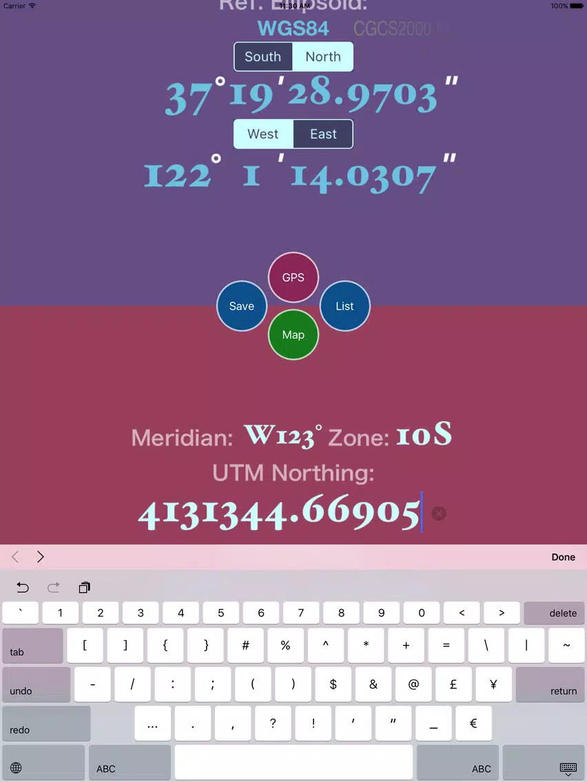 Скриншоты Mercator Projector - direct & inverse solution of UTM Projection iPad