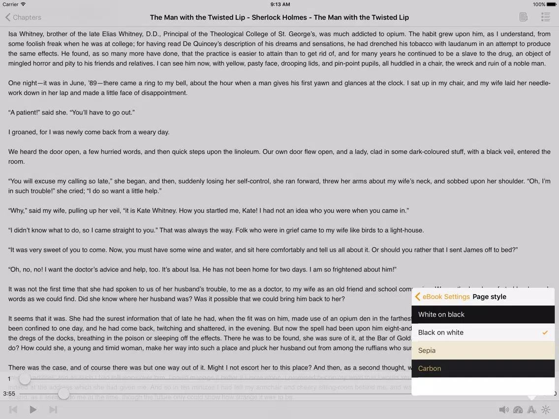 The Man with the Twisted Lip – AudioEbook iPad Screenshots