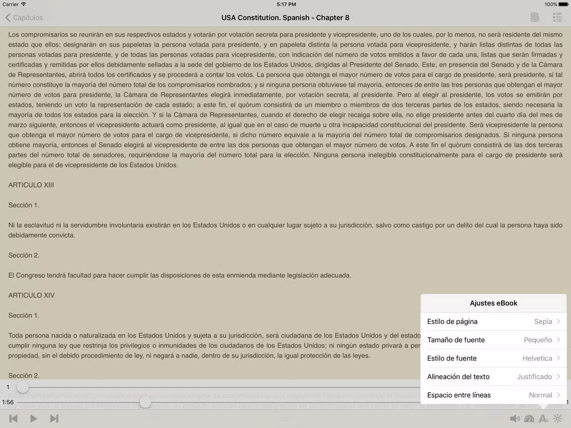 USA Constitution. Spanish Audiobook iPad Screenshots
