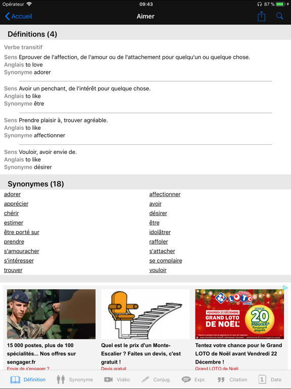 تصاویر Dictionnaire Linternaute iPad